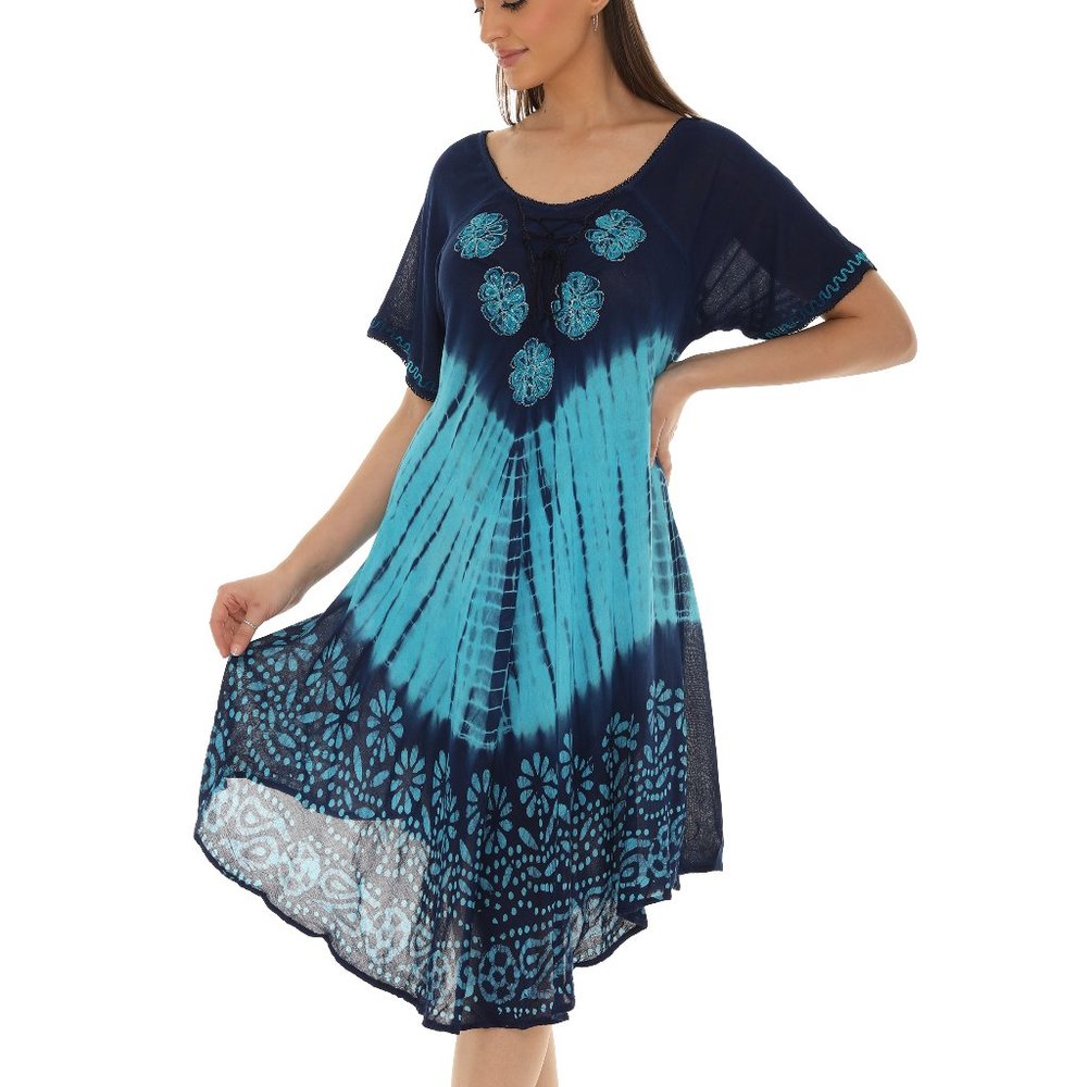 Tie Dye Floral Rayon Dress